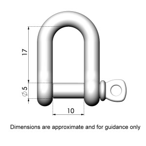Product image: D-SHACKLES, CAPTIVE PIN, 316, M5