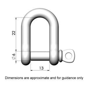 Product image: D-SHACKLES, CAPTIVE PIN, 316, M6