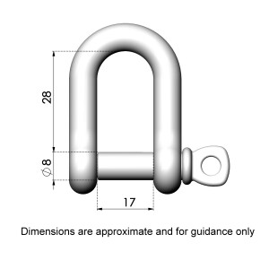Product image: D-SHACKLES, CAPTIVE PIN, 316, M8