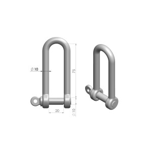 Product image: LONG D-SHACKLES, 316, M10