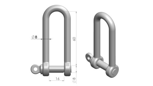 D Shackle Long M8