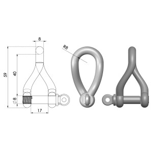 Product image: TWIST SHACKLES, 316, M8