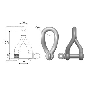 Product image: TWIST SHACKLES, 316, M10