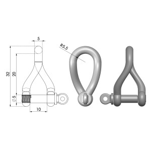 Product image: TWIST SHACKLES, 316, M5