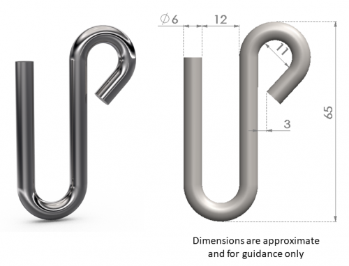 S Hook M6 Image and Dims