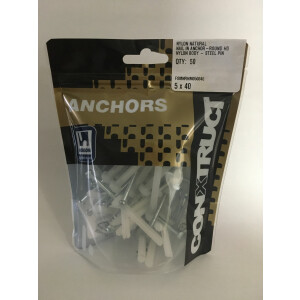 Product image: NAIL-IN ANCHOR, NYLON, ROUND, 5 X 40 -- PACK of 50