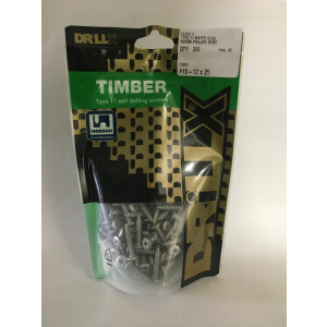 Product image: WAFER SELF DRILLING TIMBER  SCREW, T17, CL3, PHILLIPS, 10G(4.8) X 25 -- PACK of 200