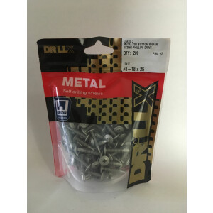 Product image: BUTTON WAFER SELF DRILLING SCREW, CL3, PHILLIPS, 8G(4.2) X 25 -- PACK of 200