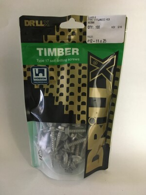 Product image: HEX FLANGE SELF DRILLING TIMBER SCREW, T17, CL4, 12G(5.5) X 25 -- PACK of 100