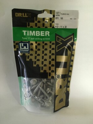 Product image: HEX FLANGE SELF DRILLING TIMBER SCREW, T17, CL4, 12G(5.5) X 30 -- PACK of 100