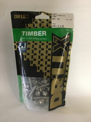 Product image: HEX FLANGE SELF DRILLING TIMBER SCREW, T17, CL4, 12G(5.5) X 35 -- PACK of 100