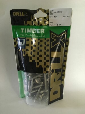 Product image: HEX FLANGE SELF DRILLING TIMBER SCREW, T17, CL4, 12G(5.5) X 40 -- PACK of 100