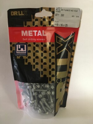 Product image: HEX FLANGE SELF DRILLING METAL SCREW, CL4, 10G(4.8) X 25 -- PACK of 200