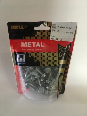 Product image: HEX FLANGE SELF DRILLING METAL SCREW, CL4, 12G(5.5) X 20 -- PACK of 100