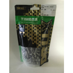 Product image: HEX FLANGE + SEAL SELF DRILLING TIMBER SCREW, T17, CL4, 10G(4.8) X 30 -- PACK of 200