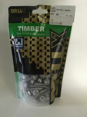 Product image: HEX FLANGE + SEAL SELF DRILLING TIMBER SCREW, T17, CL4, 12G(5.5) X 40 -- PACK of 100