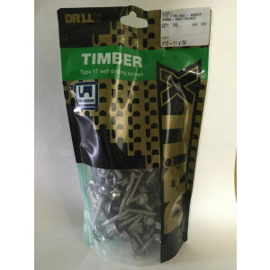 Product image: HEX FLANGE + SEAL SELF DRILLING TIMBER SCREW, SCRATCHGUARD, T17, CL4, 12G(5.5) X 50 -- PACK of 100