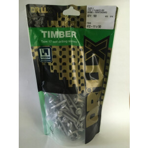 Product image: HEX FLANGE SELF DRILLING TIMBER SCREW, SCRATCHGUARD, T17, CL4, 12G(5.5) X 50 -- PACK of 100