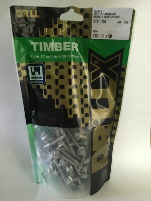 Product image: HEX FLANGE SELF DRILLING TIMBER SCREW, SCRATCHGUARD, T17, CL4, 12G(5.5) X 50 -- PACK of 100
