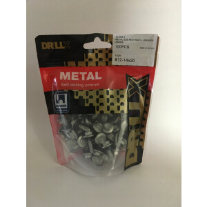 Product image: HEX FLANGE + SEAL SELF DRILLING METAL SCREW, CL4, 12G(5.5) X 20 -- PACK of 100